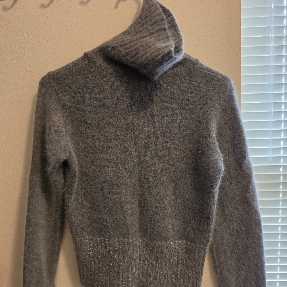 Hennes Heather Gray Angora Blend Sweater With Sparkle Detail